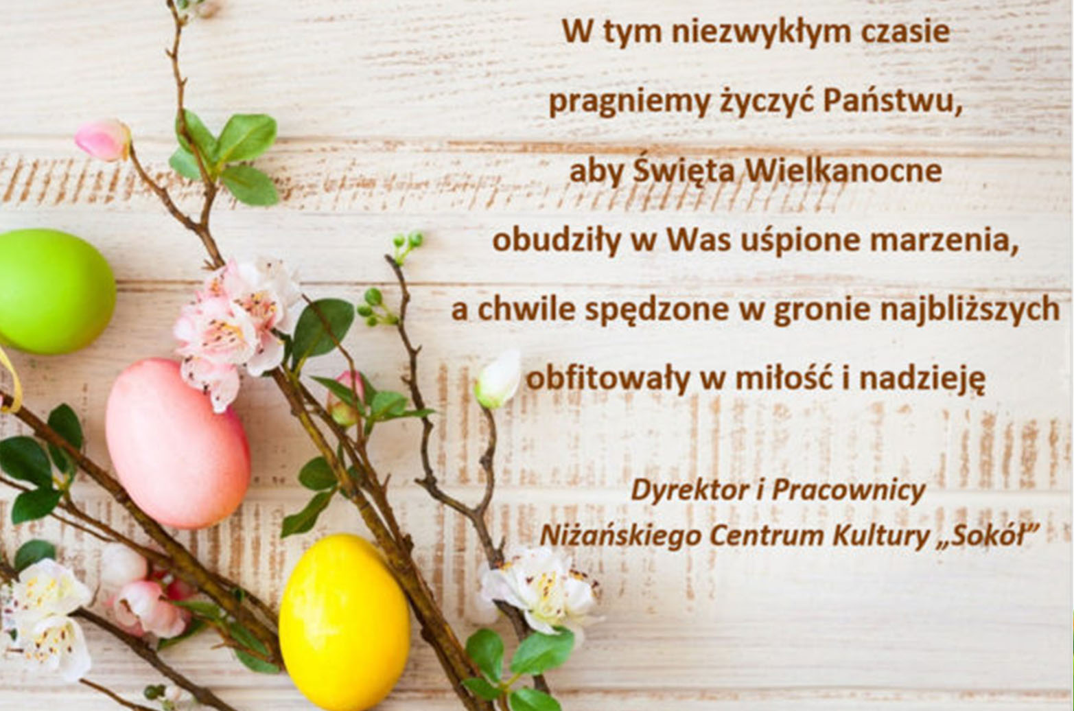 NCK Sokół Życzenia Wielkanocne