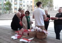 Rozdawali flagi i egzemplarze Konstytucji