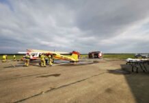 Ćwiczenia służb na lotnisku w Turbii