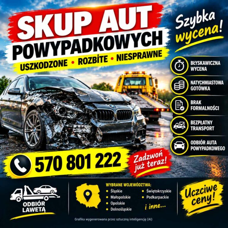 Skup aut powypadkowych – uszkodzone, rozbite, niesprawne/ SZYBKA WYCENA